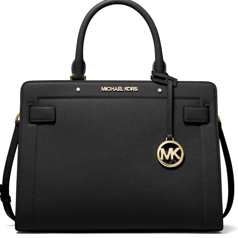 Michael Kors Saffiano Black Leather Medium East West Crossbody Satchel